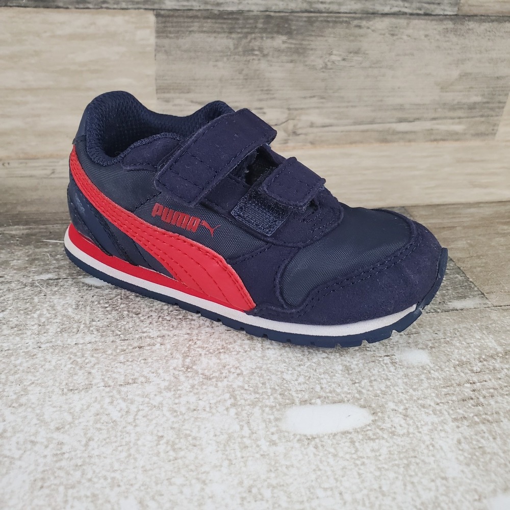 Puma ST Runner V2 NL Kids Shoes Sz 6 Peacoat Ribbon Red Hook & Loop Sneakers